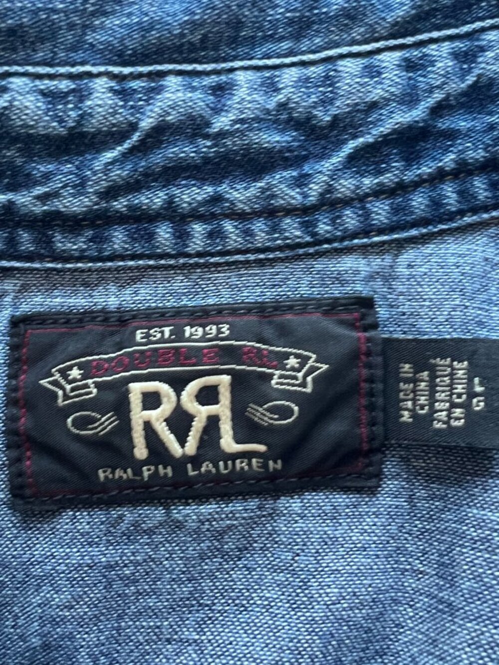 RRL Mens Denim Buffalo Western Workshirt - Picture 8 of 10